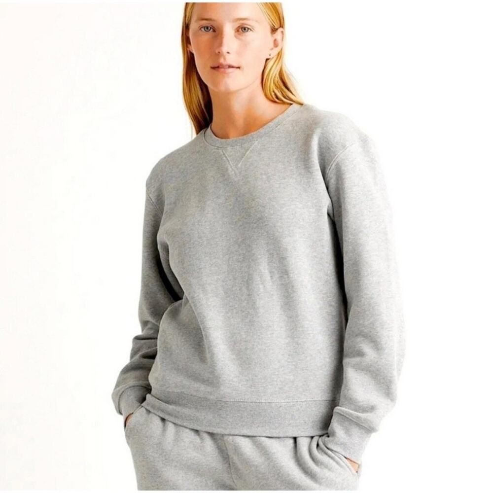 Quince 100% organic cotton fleece heavyweight boyfriend crew M gray sweatshirt